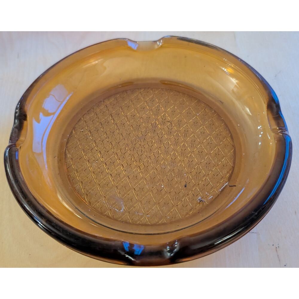🌼Vintage Amber Brown 8" Ashtray
